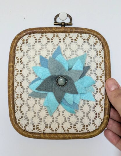 Cadre dentelles fleur bleu turquoise – Image 2