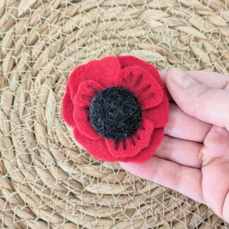 Pince fleur rouge bouton gris anthracite