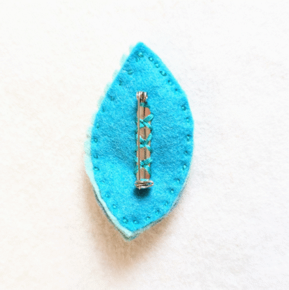 Broche feuillage turquoise bouton vintage – Image 5