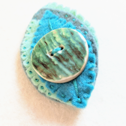 Broche feuillage turquoise bouton vintage – Image 6