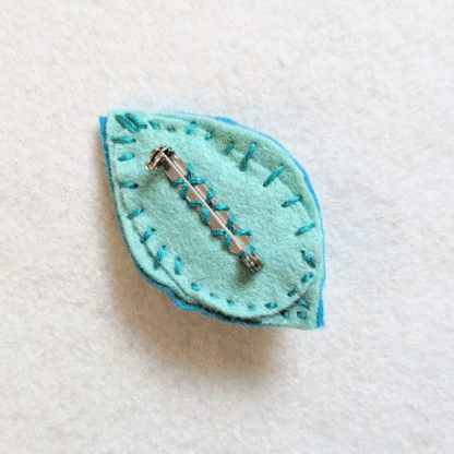 Broche feuillage turquoise vert bouton vintage – Image 4
